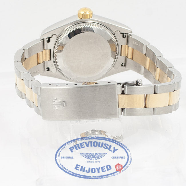 Rolex Datejust 26mm Stainless Steel and Yellow Gold Oyster Bracelet Fluted Bezel Silver Diamond Dial Ladies Watch 79173 Beverly Hills Watch Company Watch Store