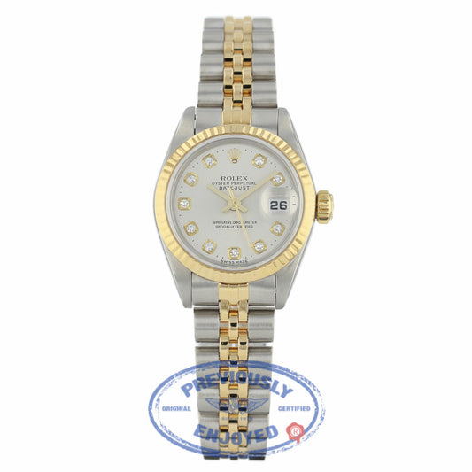 Rolex Datejust 26mm Stainless Steel Yellow Gold Silver Diamond Dial 691733 5H6CXJ - Beverly Hills Watch Company