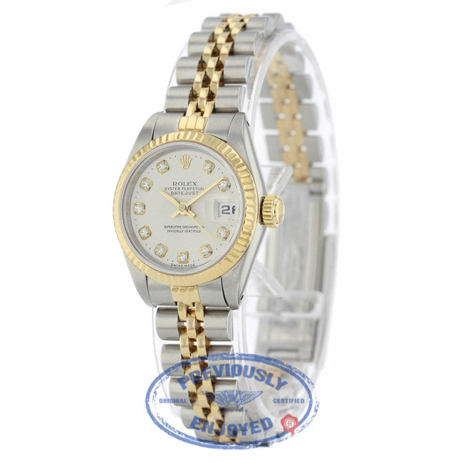 Rolex Datejust 26mm Stainless Steel Yellow Gold Silver Diamond Dial 691733 5H6CXJ - Beverly Hills Watch Company