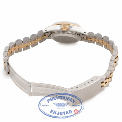 Rolex 26mm Datejust 18k Yellow Gold Stainless Steel Rodium Roman Numeral Index Markers Dial 69173 298RRZ- Beverlyhills Watch Company Watch Store