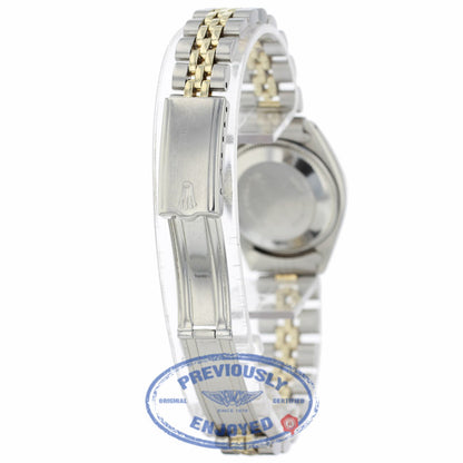 Rolex Datejust 26mm Yellow Gold Stainless Steel Black Diamond Dial 69173 130HLP - Beverly Hills Watch Company