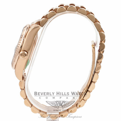Rolex Datejust 18k Rose Gold President Bracelet Fluted Bezel Black Dial 178275 YVNHMC - Beverly Hills Watch Company Watch Store