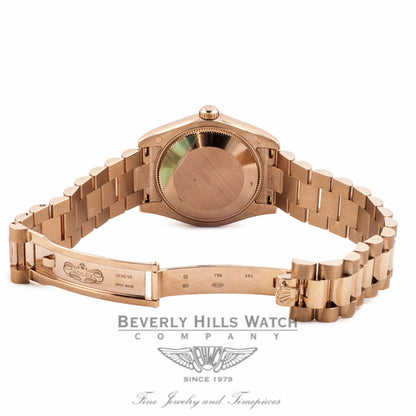 Rolex Datejust 18k Rose Gold President Bracelet Fluted Bezel Black Dial 178275 YVNHMC - Beverly Hills Watch Company Watch Store