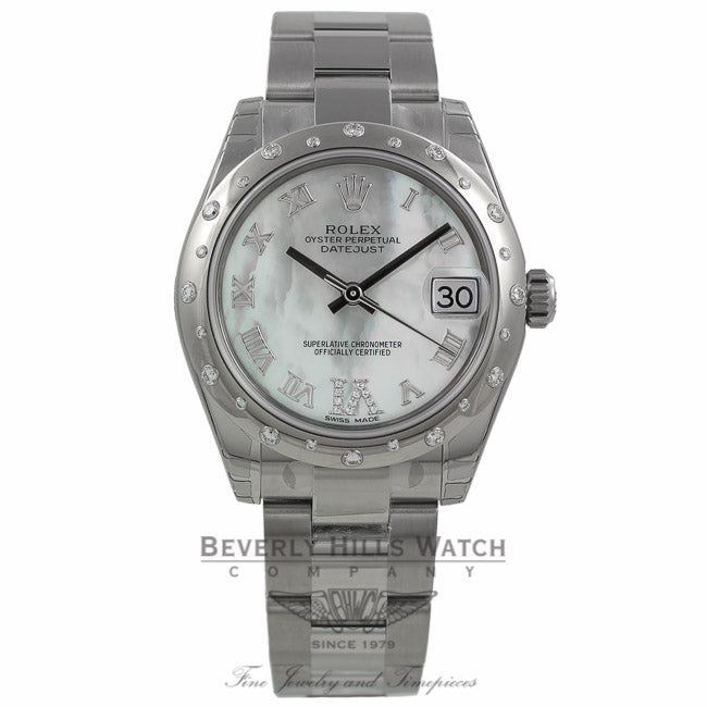 Rolex Lady Datejust 31MM White Gold 24 Diamond Bezel Diamond Mother Of Pearl Dial N5W37M - Beverly Hills Watch Company