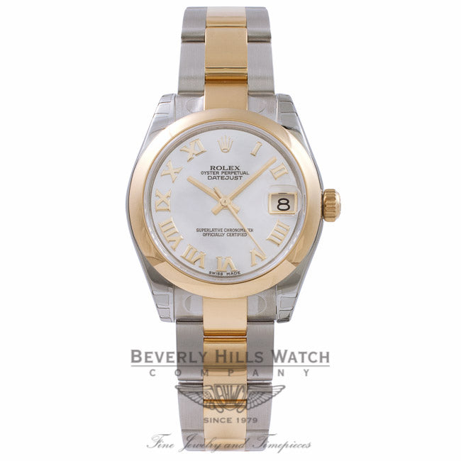 Rolex Datejust 31MM 18k Yellow Gold Stainless Steel Mother of Pearl 178243 0QKPFA - Beverly Hills Watch Company