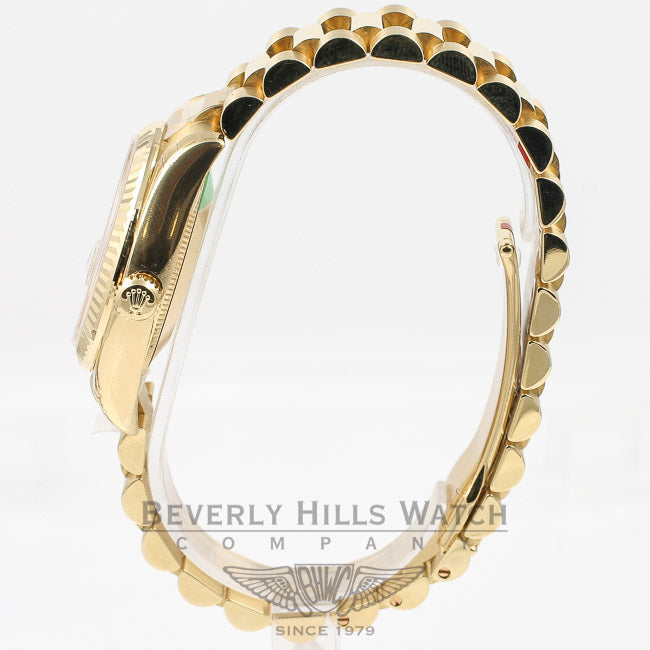 Rolex Datejust 31mm 18K Yellow Gold President Bracelet Fluted Bezel Champagne Roman Numeral Dial Watch 178278 Beverly Hills Watch Company Watches