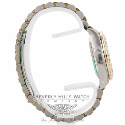 Rolex Datejust 31MM 18k Yellow Gold Stainless Steel Diamond Bezel Silver Diamond Dial 178383 - Beverly Hills Watch Company Watch Store