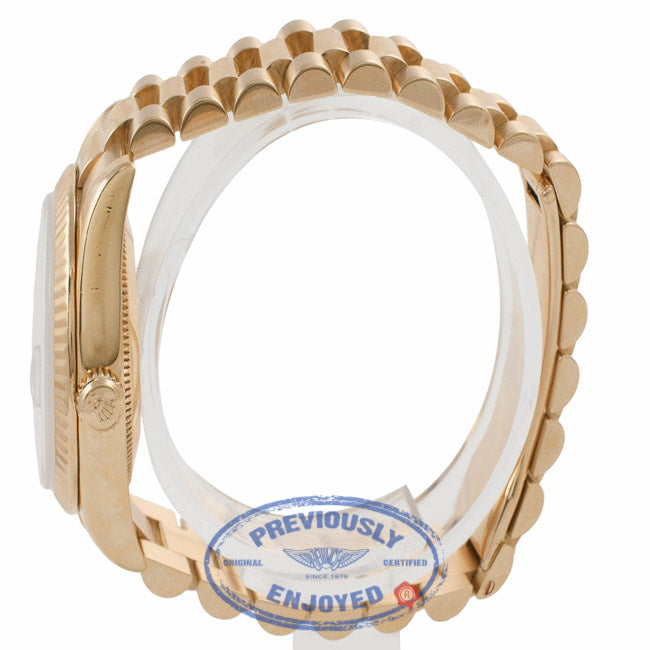 Rolex Datejust 31mm 18K Yellow Gold President Bracelet Fluted Bezel White Roman Numeral Dial Watch 178278 69HKD7 - Beverly Hills Watch Company Watch Store