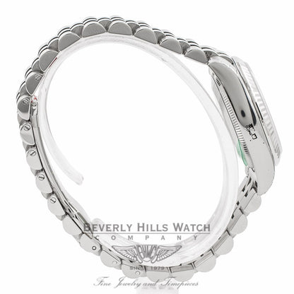 Rolex Datejust 31MM Stainless Steel Jubilee Bracelet 18K White Gold Fluted Bezel Black Roman Numeral Dial Ladies Watch 178274 Beverly Hills Watch Store