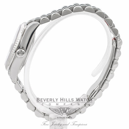 Rolex Datejust 31MM Stainless Steel Jubilee Bracelet 18K White Gold Fluted Bezel Black Roman Numeral Dial Ladies Watch 178274 Beverly Hills Watch Store