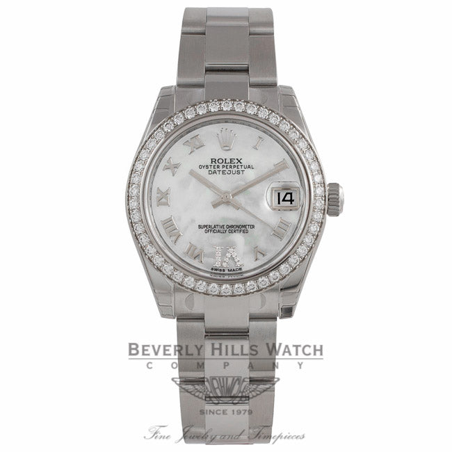 Rolex Datejust 31mm Stainless Steel Diamond Bezel With Mother Of Pearl Dial Diamond Six Numeral 178384 Y8C12Y
