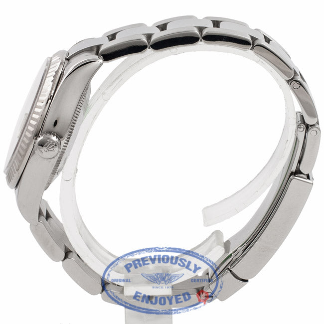 Rolex Datejust Stainless Steel 18k Fluted White Gold Bezel Silver Diamond Dial 178274 WHWPAI - Beverly Hills Watch Store Watch Store