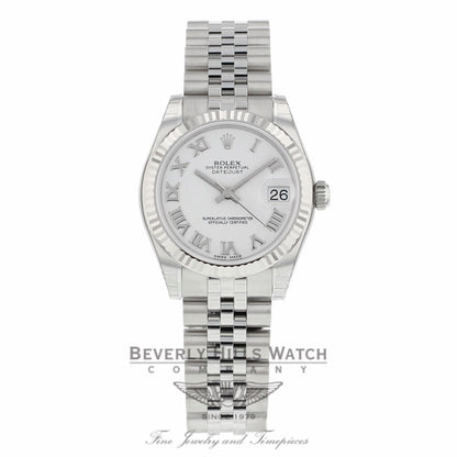 Rolex Datejust 31MM Stainless Steel White Dial Roman Numerals Jubilee Bracelet 178274 - Beverly Hills Watch