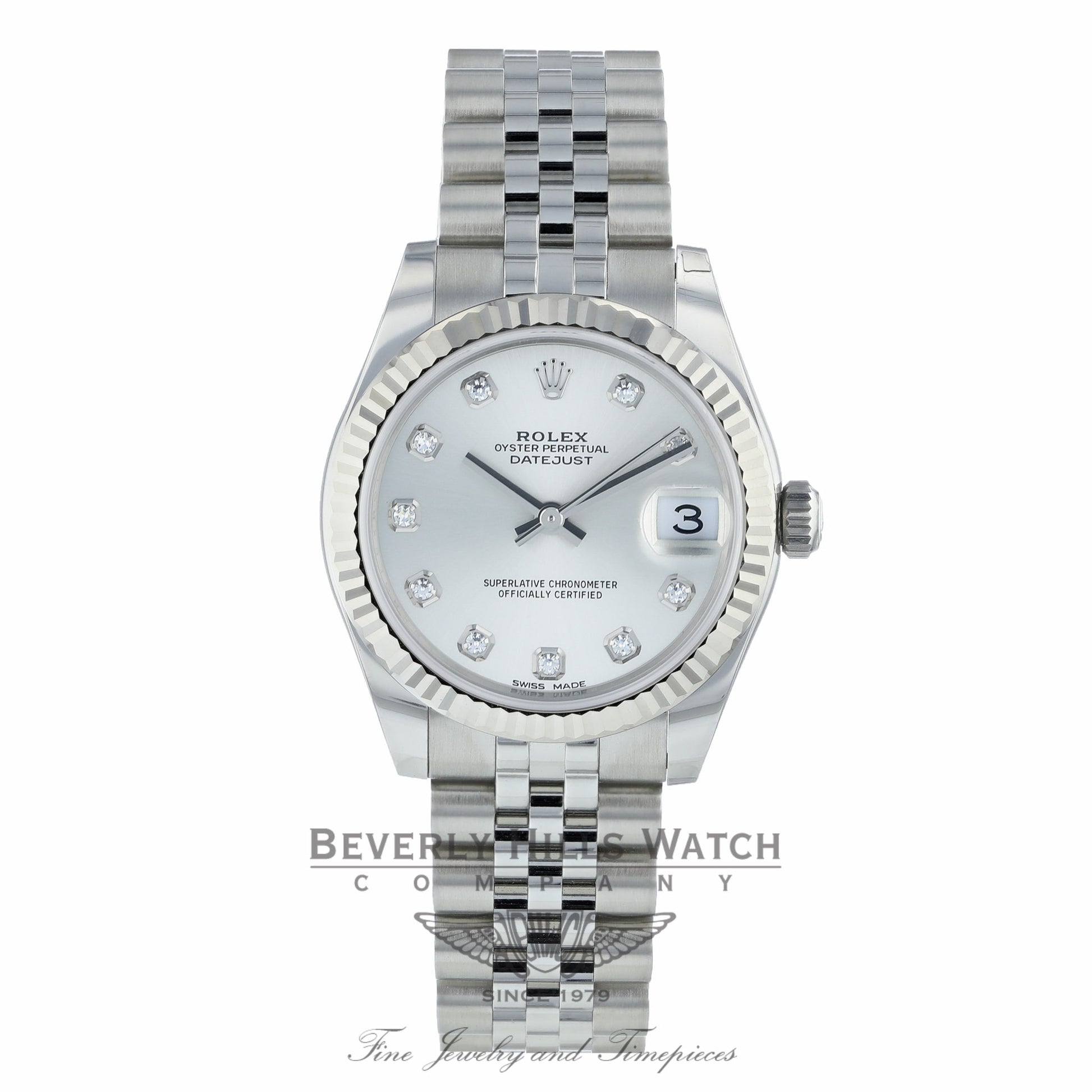 Rolex Datejust 31MM Stainless Steel Silver Dial Diamond Markers Jubilee Bracelet 17824 3R7CXY Beverly Hills Watch