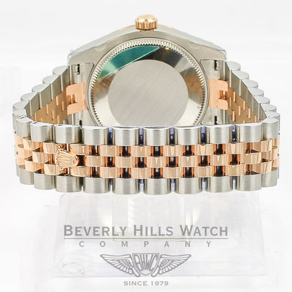 Rolex Datejust 31mm Stainless Steel and Rose Gold Jubliee Bracelet Smooth Sprinkled Diamond Bezel Mother of Pearl Roman Numeral Diamond Dial Watch 178341 Beverly Hills Watch Company Watches