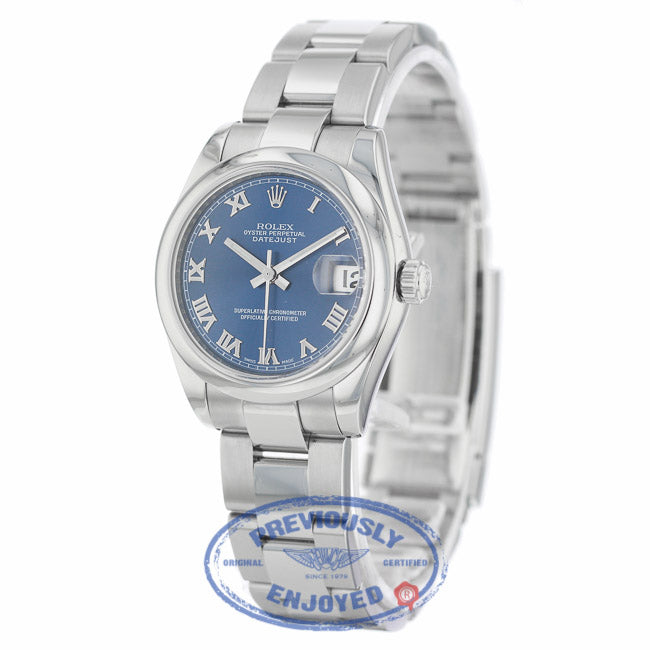 Rolex Datejust 31MM Stainless Steel Blue Dial Roman Numerals Oyster Bracelet 178240 HDH0Y3 - Beverly Hills Watch Company