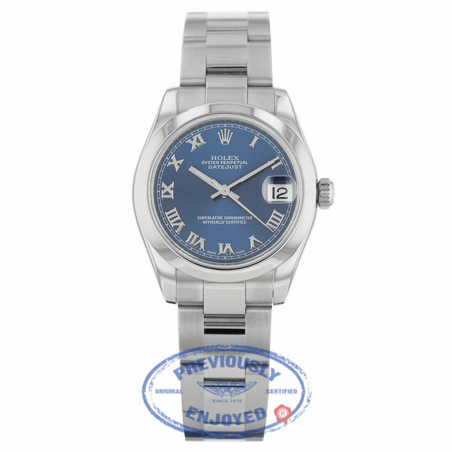 Rolex Datejust 31MM Stainless Steel Blue Dial Roman Numerals Oyster Bracelet 178240 HDH0Y3 - Beverly Hills Watch Company