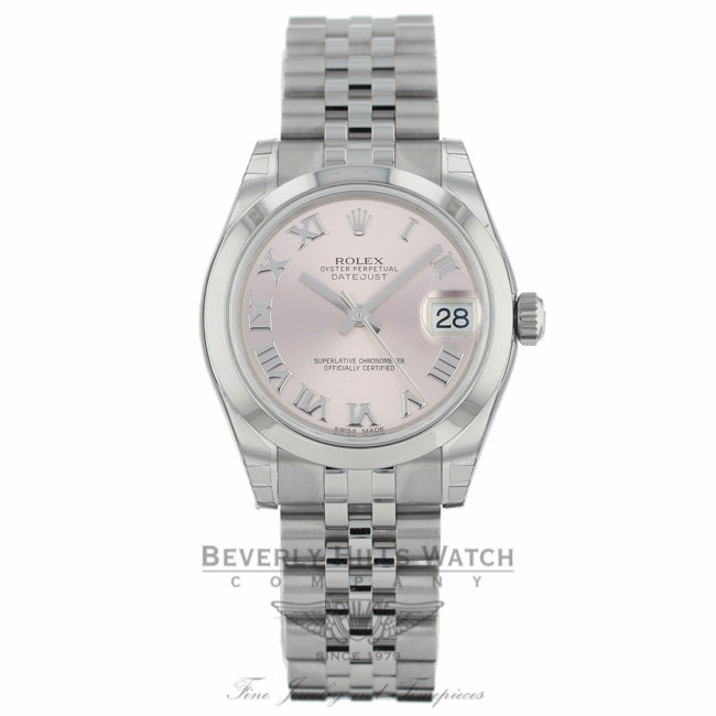 Rolex Datejust 31MM Stainless Steel Pink Dial Roman Numerals Jubilee Bracelet 178240 EYNKZ4 - Beverly Hills Watch Company