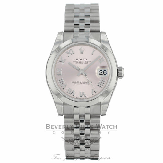 Rolex Datejust 31MM Stainless Steel Pink Dial Roman Numerals Jubilee Bracelet 178240 EYNKZ4 - Beverly Hills Watch Company