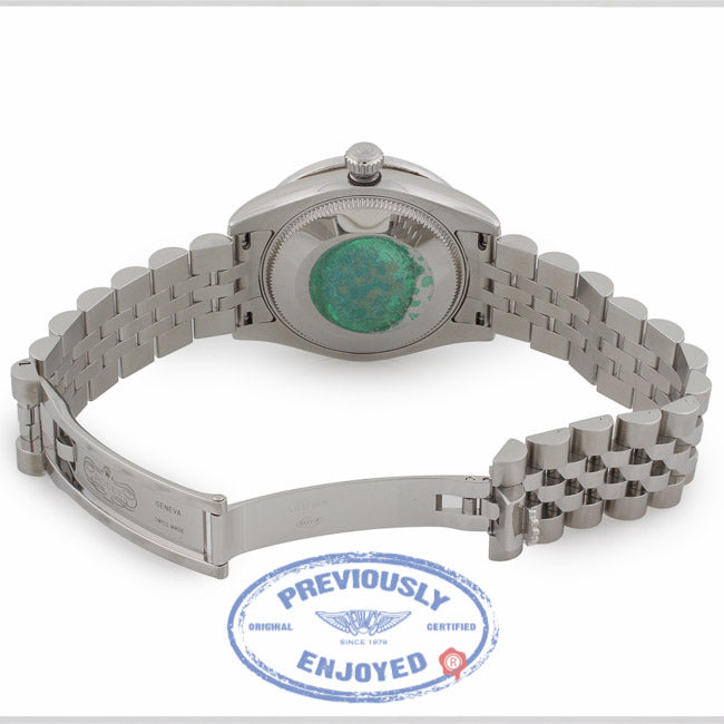 Rolex Datejust Black Dial 31mm Automatic Custom 18K White Gold Diamond Bezel 178274 ZY7N30 - Beverly Hills Watch Company