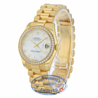 Rolex Lady-Datejust 31mm Mother Of Pearl Dial 18k Yellow Gold President Automatic 178288 69FCUD - Beverly Hills Watch