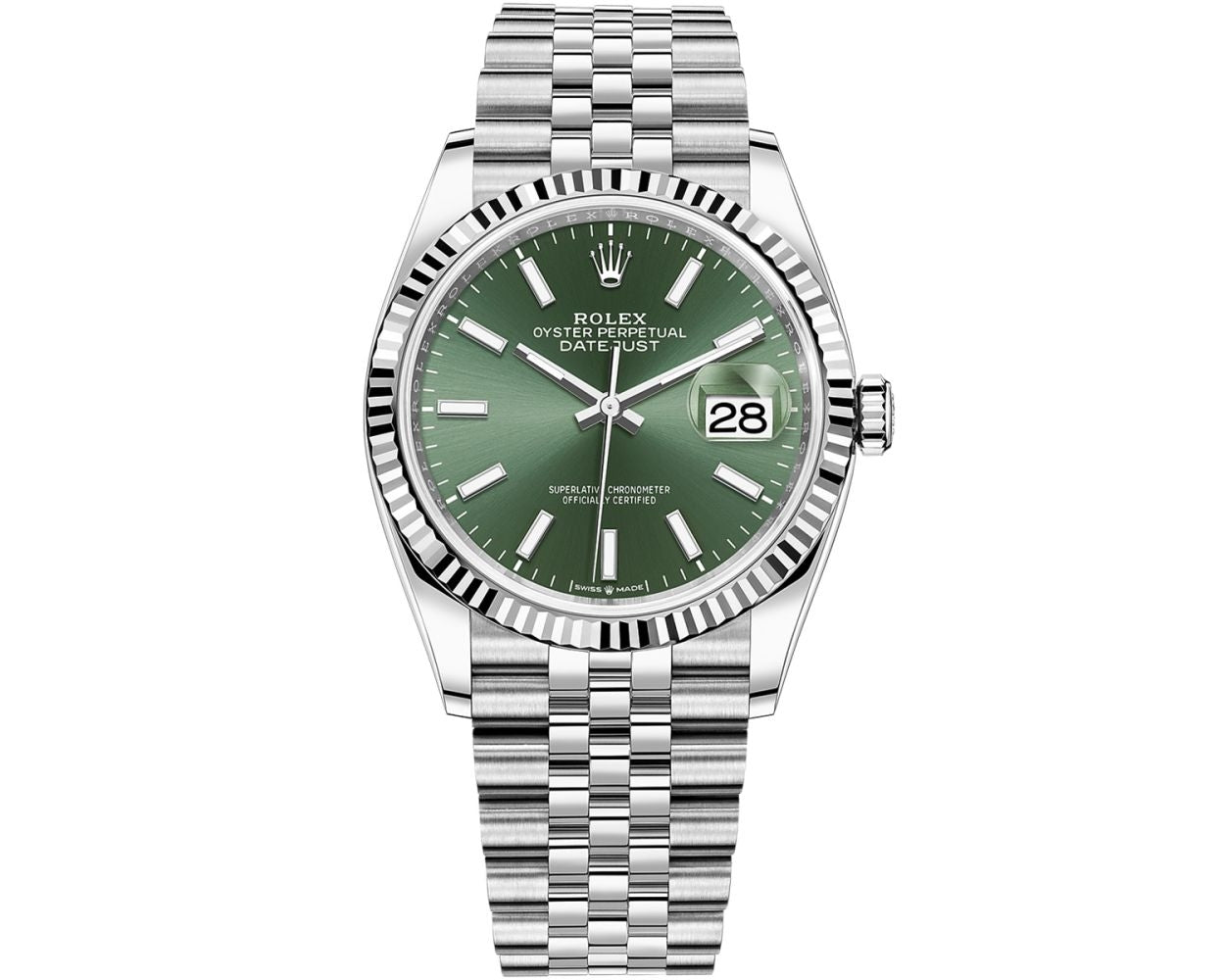 Rolex Datejust 36mm Green Index Dial Stainless Steel 126234 - Beverly Hills Watch Company
