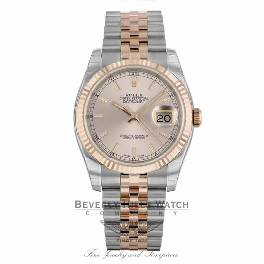 Rolex DateJust 36mm 18k Rose Gold and Stainless Steel Pink Dial 116231 VT9TA2 - Beverly Hills Watch