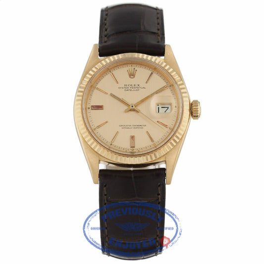 Rolex Datejust 36mm 18k Rose Gold Pink Champagne Dial 1601 8JUC9U - Beverly Hills Watch Company