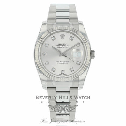 Rolex Datejust 36mm Silver Diamond Dial Oyster 116234 P0WVU5 - Beverly Hills Watch