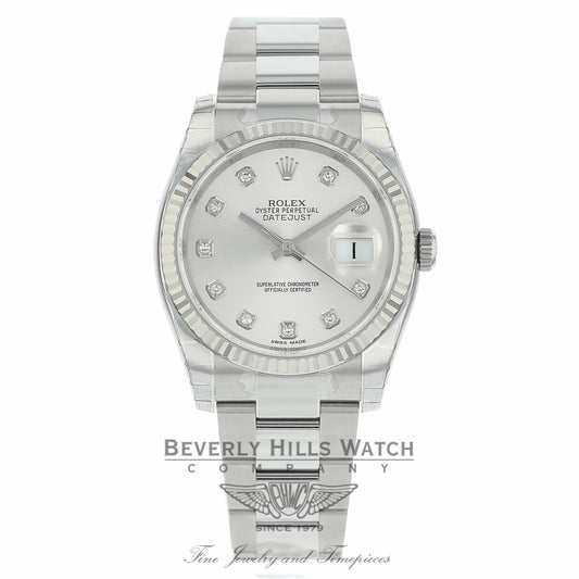 Rolex Datejust 36mm Silver Diamond Dial Oyster 116234 P0WVU5 - Beverly Hills Watch