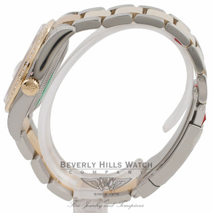 Rolex Datejust 36MM 18K Yellow Gold And Stainless Steel Diamond Bezel Silver Floral Dial 116243 VIVVXW
