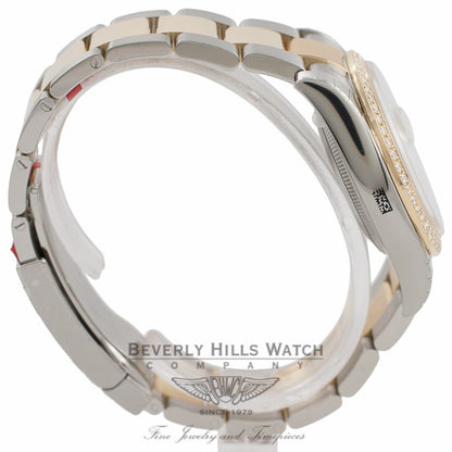 Rolex Datejust 36MM 18K Yellow Gold And Stainless Steel Diamond Bezel Silver Floral Dial 116243 VIVVXW