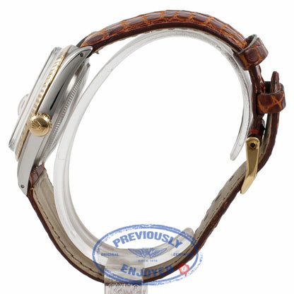 Rolex DateJust 18k Yellow Gold Fluted Bezel Champagne dial 1601 E3SWTT - Beverly Hills Watch Company Watch Store