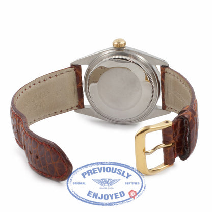 Rolex DateJust 18k Yellow Gold Fluted Bezel Champagne dial 1601 E3SWTT - Beverly Hills Watch Company Watch Store