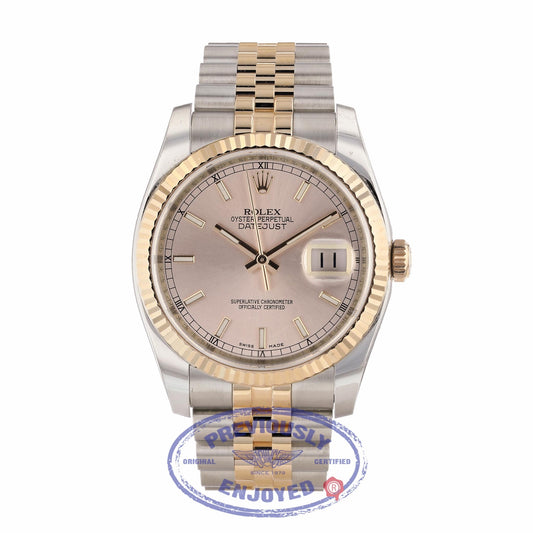 Rolex DateJust 36mm 18k Rose Gold and Stainless Steel Pink Dial 116231 VT9TA2 - Beverly Hills Watch