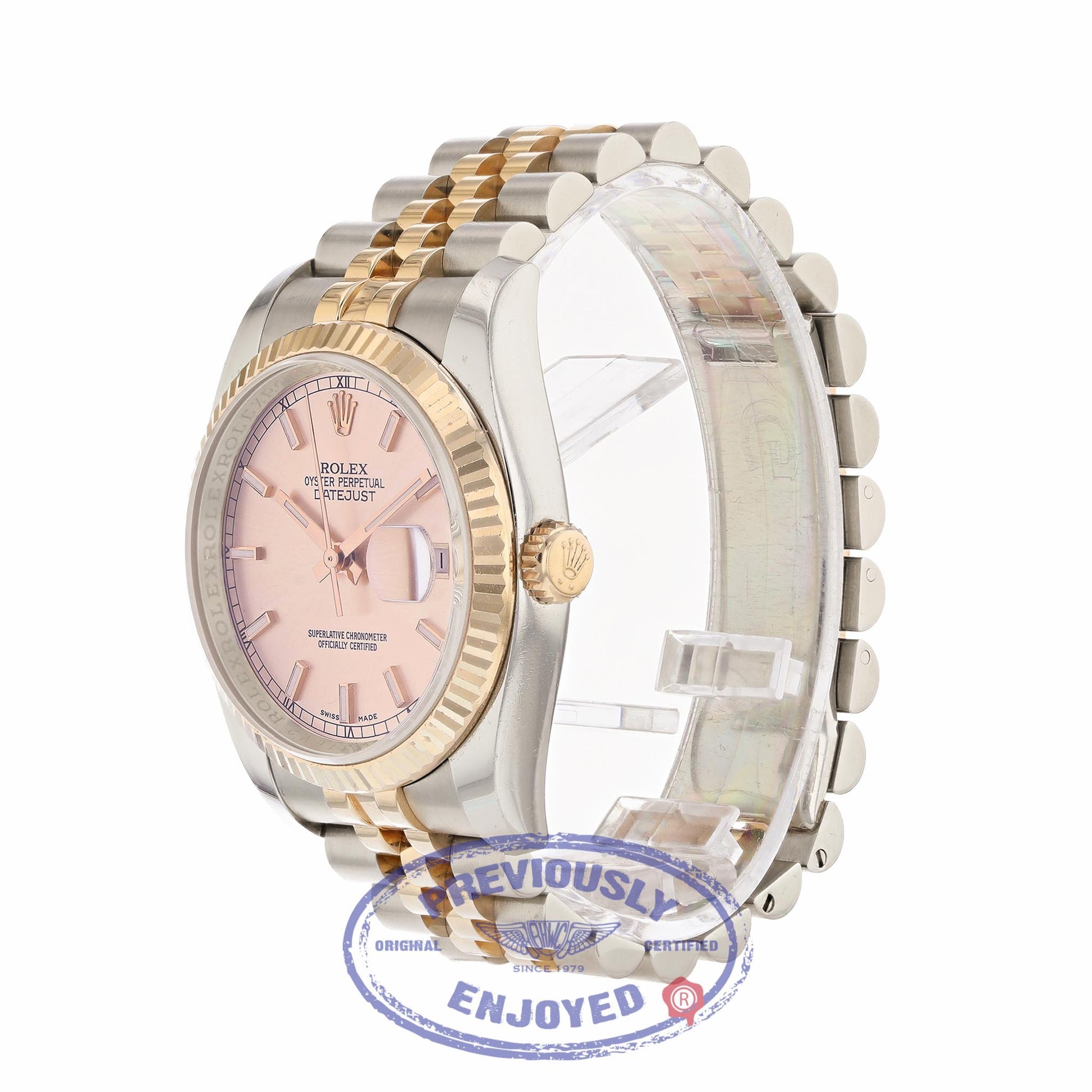 Rolex DateJust 36mm 18k Rose Gold and Stainless Steel Pink Dial 116231 VT9TA2 - Beverly Hills Watch