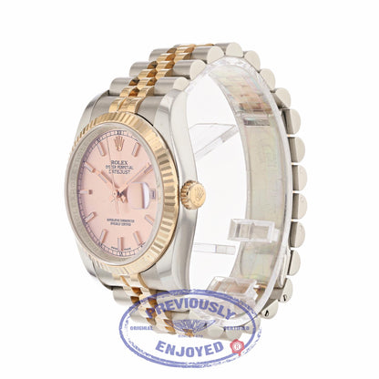 Rolex DateJust 36mm 18k Rose Gold and Stainless Steel Pink Dial 116231 VT9TA2 - Beverly Hills Watch