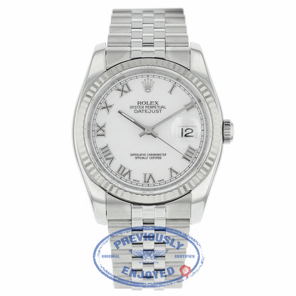 Rolex Datejust 36MM White Roman Dial Jubilee Bracelet 116234 5Z5TCA - Beverly Hills Watch Company