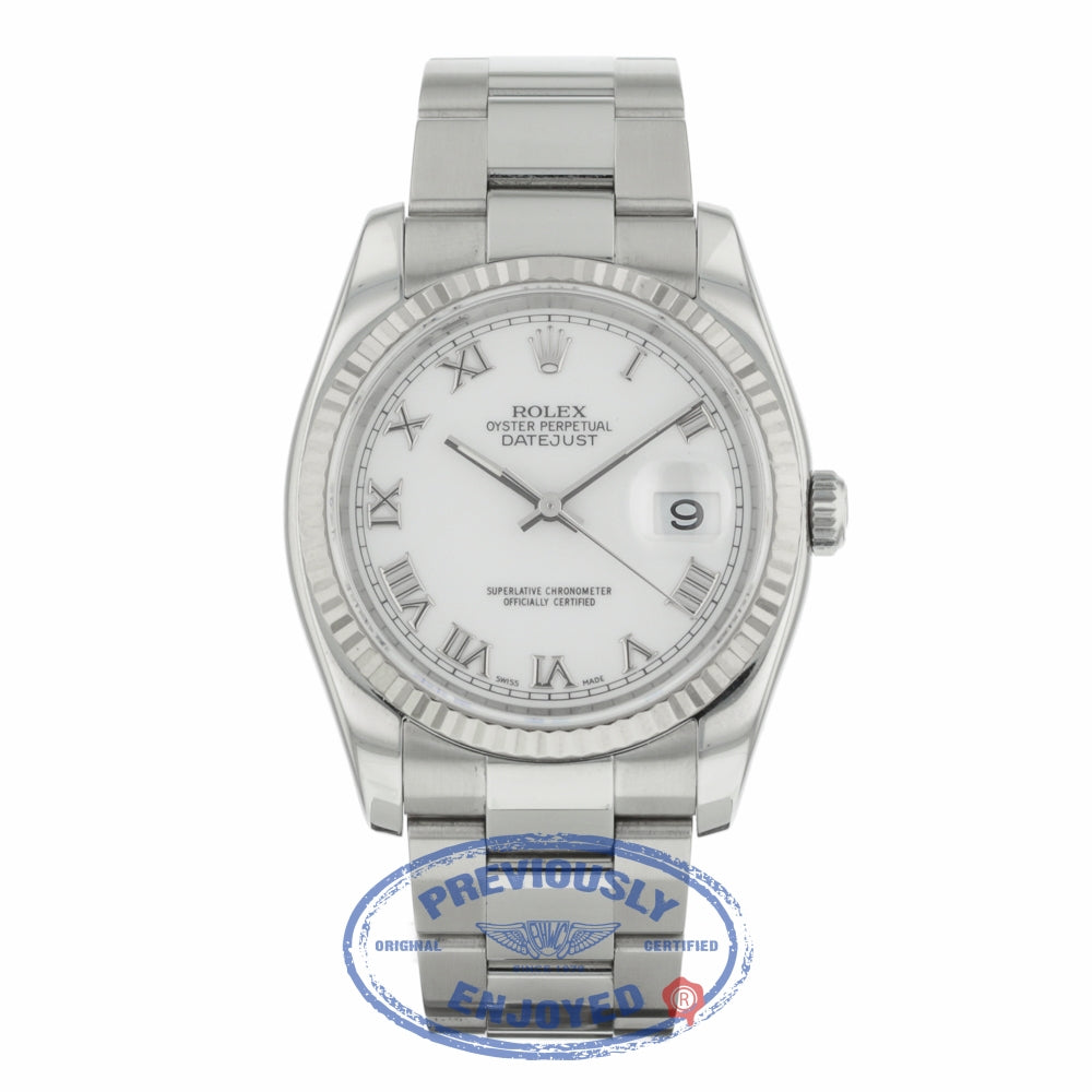 Rolex Datejust 36MM White Roman Dial Oyster Bracelet 116234 5Z5TCA - Beverly Hills Watch Company