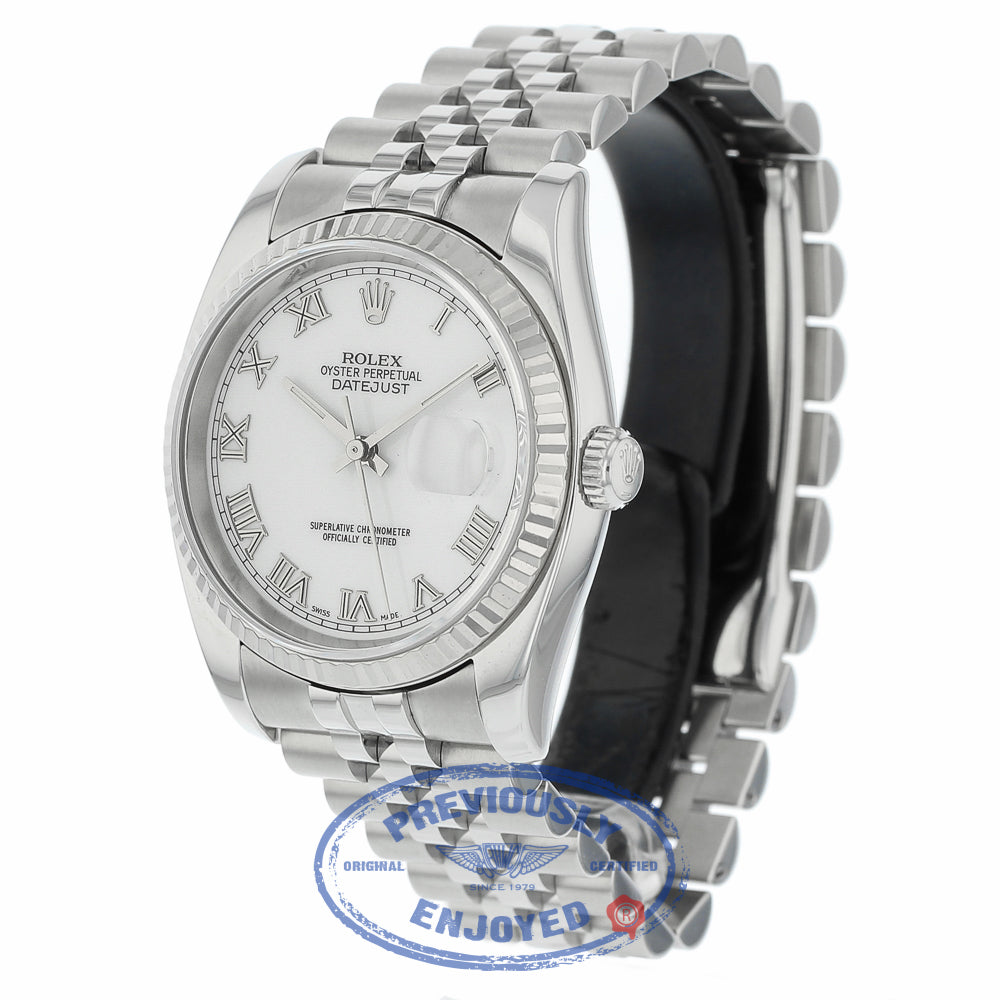 Rolex Datejust 36MM White Roman Dial Jubilee Bracelet 116234 5Z5TCA - Beverly Hills Watch Company