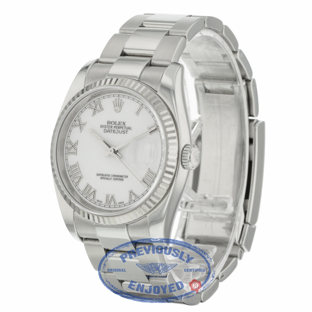 Rolex Datejust 36MM White Roman Dial Oyster Bracelet 116234 5Z5TCA - Beverly Hills Watch Company