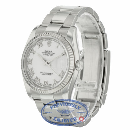 Rolex Datejust 36MM White Roman Dial Oyster Bracelet 116234 5Z5TCA - Beverly Hills Watch Company