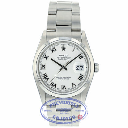 Rolex Datejust 36mm Silver Roman White Dial Oyster Bracelet 116200 VU672Y