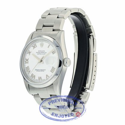 Rolex Datejust 36mm Silver Roman White Dial Oyster Bracelet 116200 VU672Y