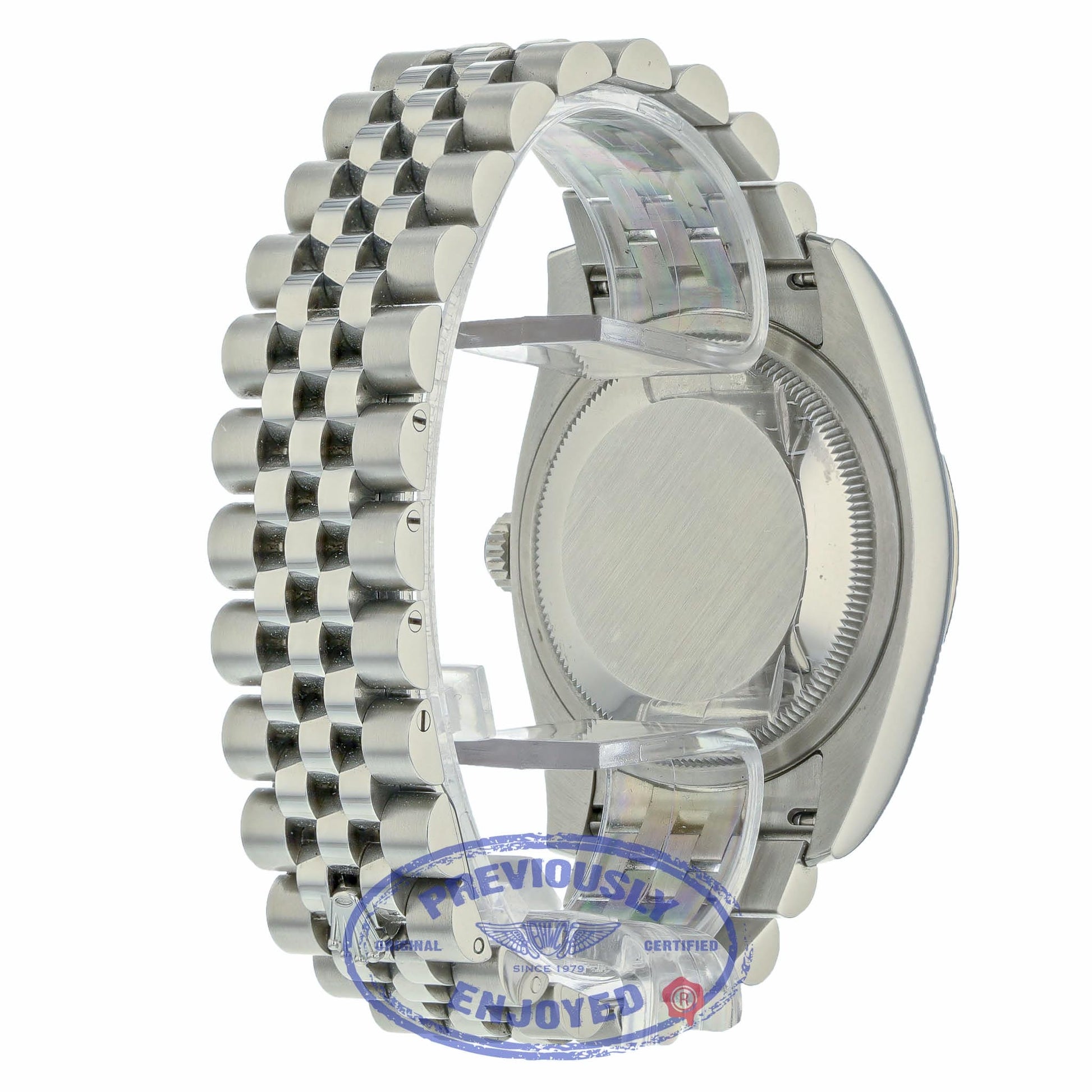 Rolex Datejust Pink Stick Dial White Gold Fluted Bezel 116234 97YD4W - Beverly Hills Watch Company