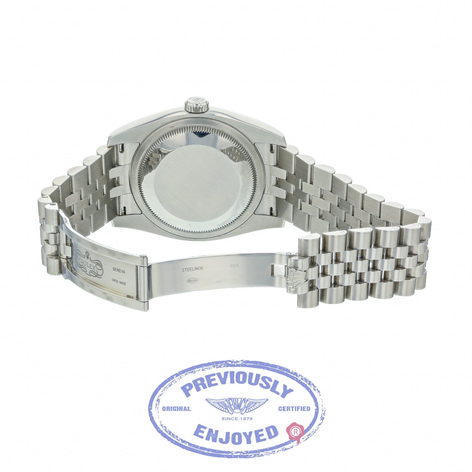 Rolex Datejust Pink Stick Dial White Gold Fluted Bezel 116234 97YD4W - Beverly Hills Watch Company