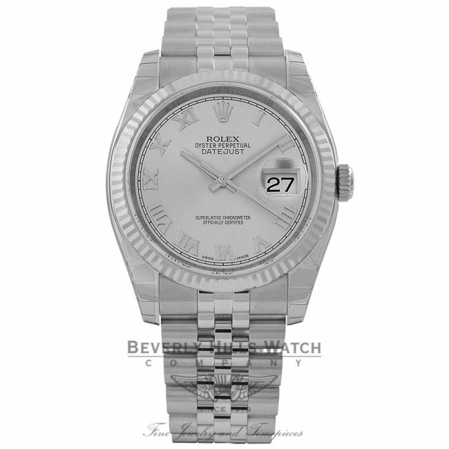 Rolex Datejust 36MM Silver Roman Dial Jubilee Bracelet 116234 Q6JKM3 - Beverly Hills Watch Company
