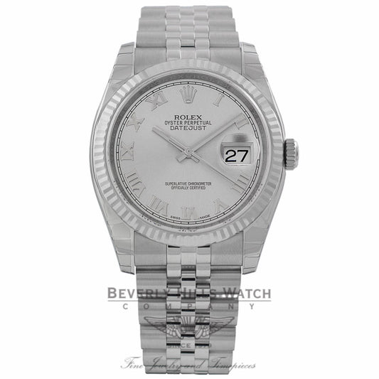 Rolex Datejust 36MM Silver Roman Dial Jubilee Bracelet 116234 Q6JKM3 - Beverly Hills Watch Company