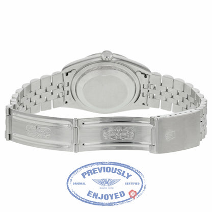 Rolex Datejust 36mm Stainless Steel Black Dial Index Hour Markers 16220 K8ZN7E - Beverly Hills Watch