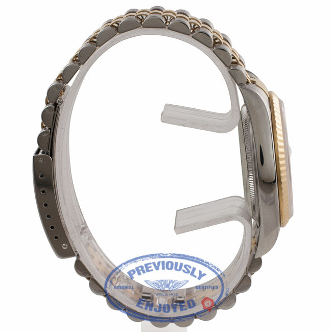 Rolex Datejust 36MM 18k Yellow Gold Stainless Steel Fluted Bezel Champagne Dial Index Markers 16233 VJ1623 - Beverly Hills Watch Company Watch Store